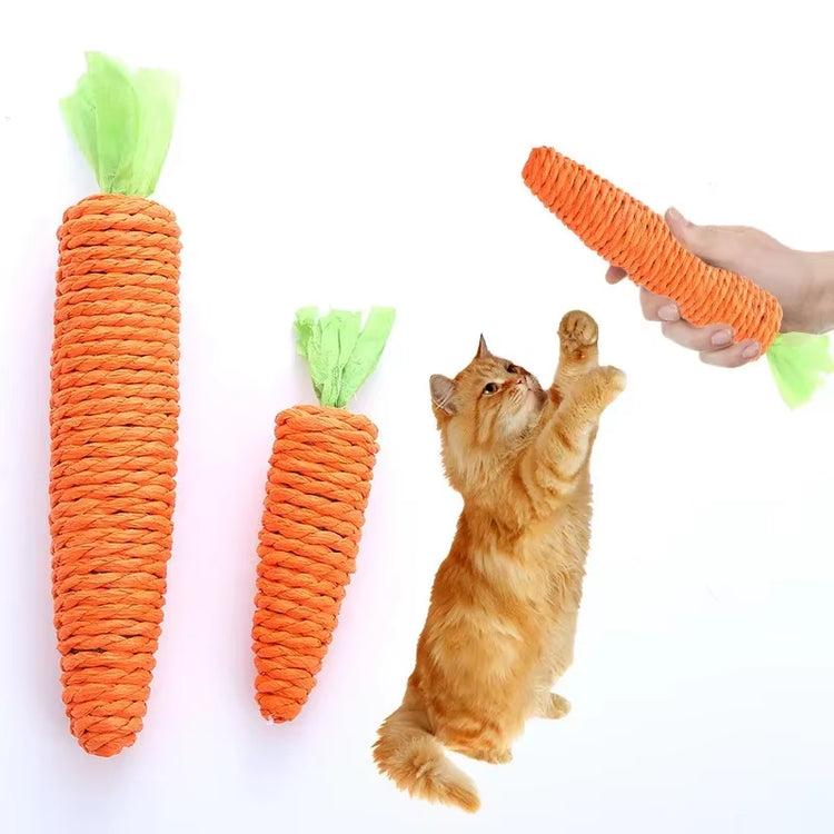 Adorable Carrot Cat Toy with Built in Bell Durable Self Entertaining Chew Resistant Teething Claw Grinding Toy for Kittens Cats