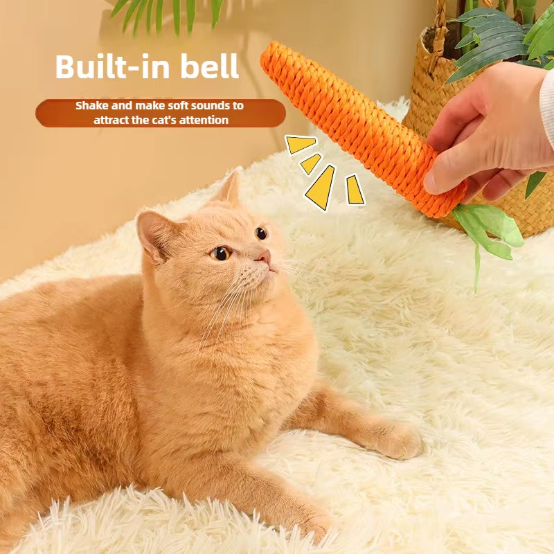 Adorable Carrot Cat Toy with Built in Bell Durable Self Entertaining Chew Resistant Teething Claw Grinding Toy for Kittens Cats