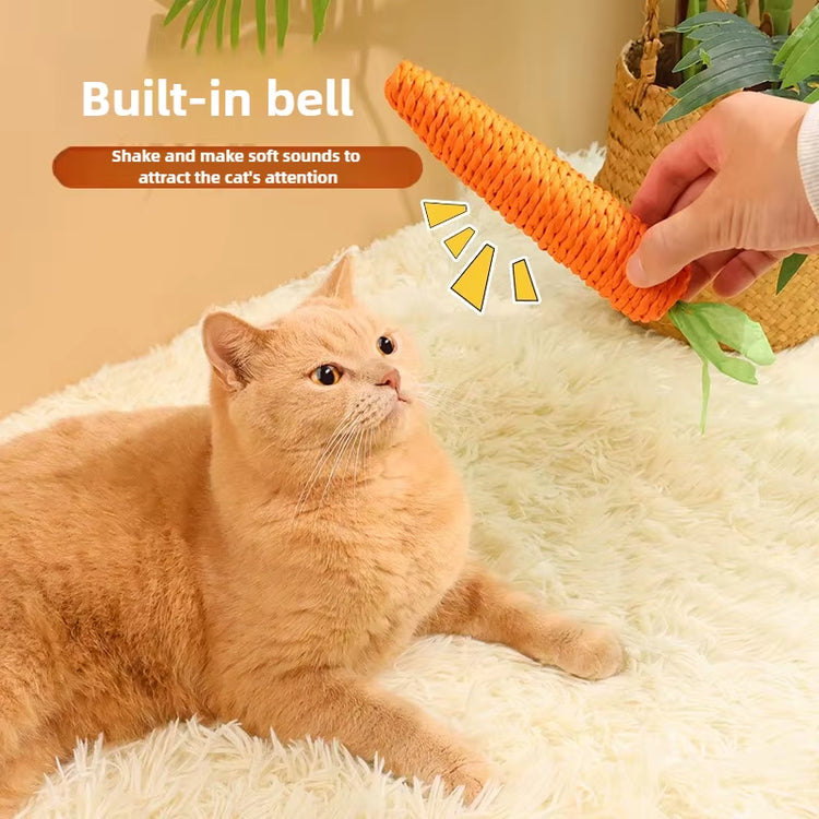 Adorable Carrot Cat Toy with Built in Bell Durable Self Entertaining Chew Resistant Teething Claw Grinding Toy for Kittens Cats