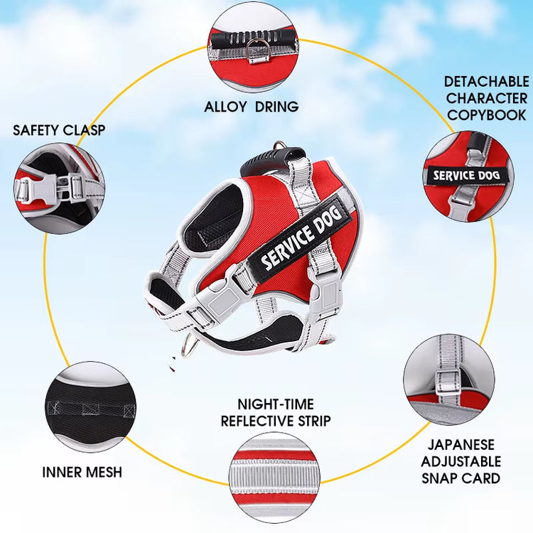 Service Dog Vest Harness No Pull Dog Hook Suitable Large Dog Vest Dog Walking Rope Control Dog Strap Accessories Prevent Loss