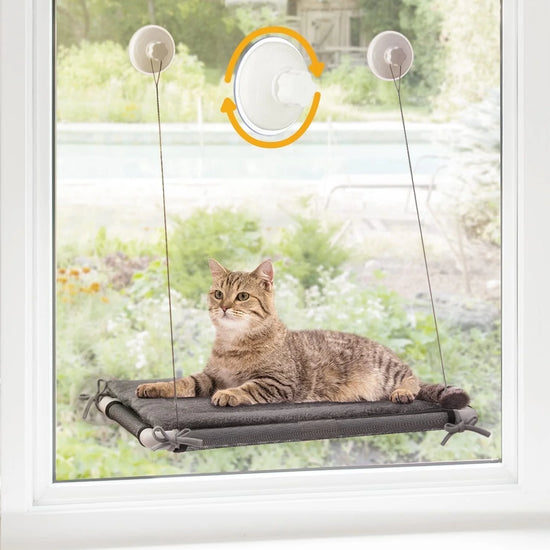 Super-Sturdy Cat Window Perch with Comfy Plush Cushion, Window Mounted Hammock
