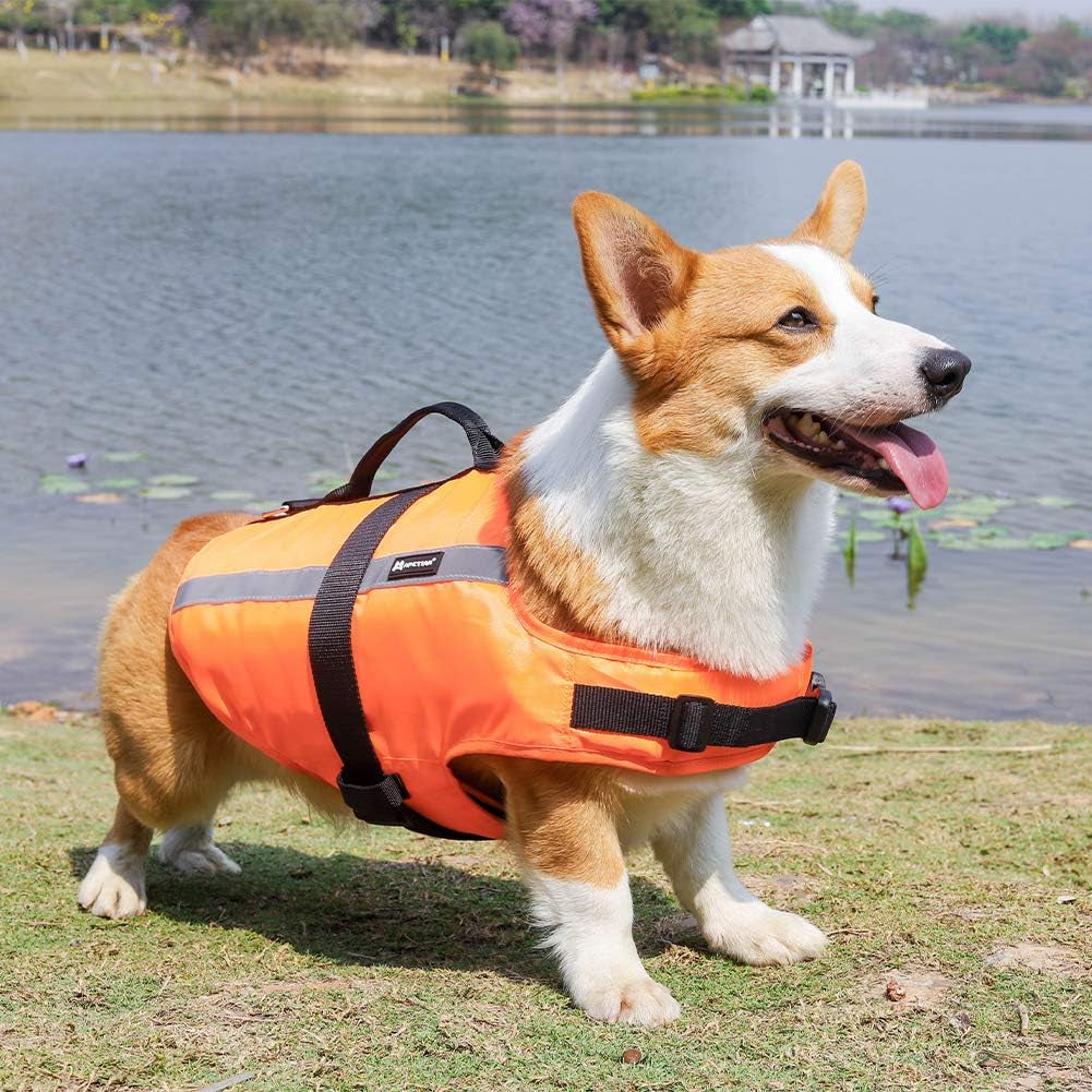 Dog Life Preserver Dog Life Jacket Dog Life Vest Dog Floatation Swimming Vest (Orange 2021, Large)